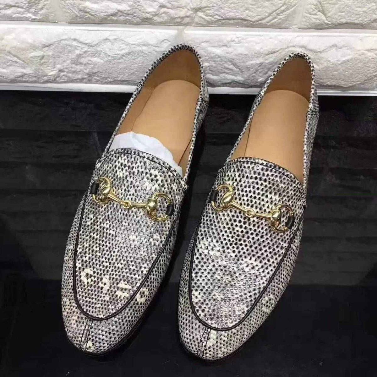 Crocodile Shoes Unisex Lizard Leather Casual Dress Slip-On Loafer Shoes