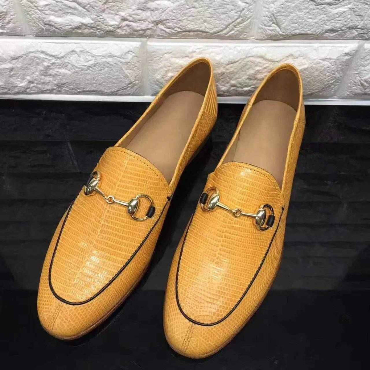 Crocodile Shoes Unisex Lizard Leather Casual Dress Slip-On Loafer Shoes