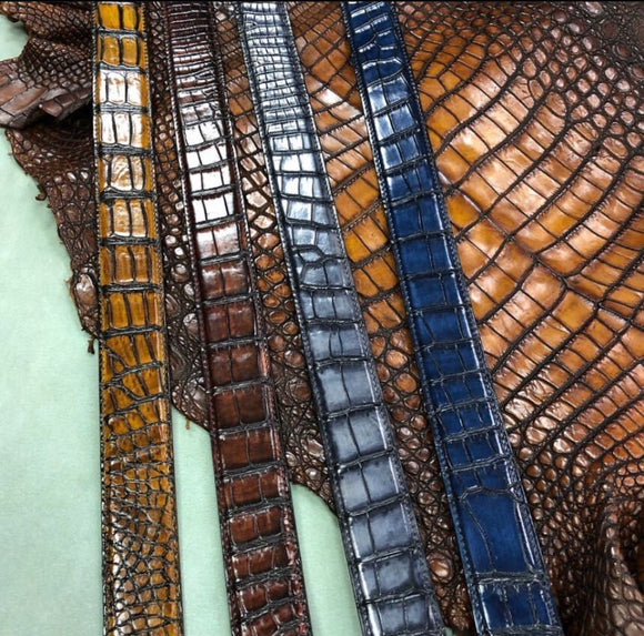 Crocodile Belt , Retro Grey Crocodile Skin Leather Belt
