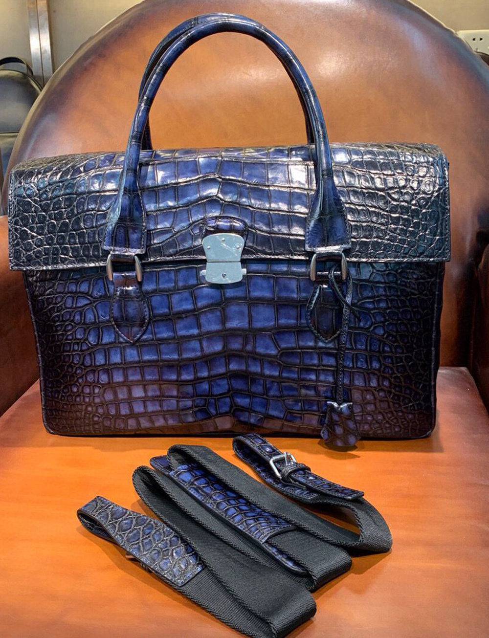 Men's Vintage Crocodile Leather Briefcase
