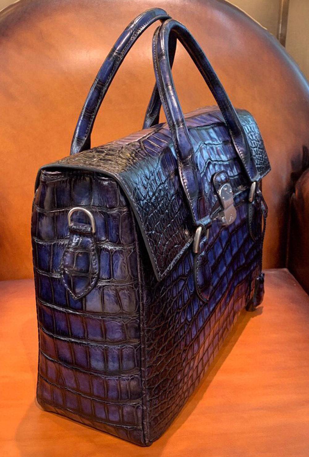 Men's Vintage Crocodile Leather Briefcase