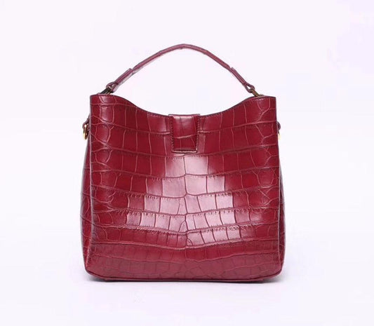 Crocodile Leather Medium Hobo Bag & Purse For Women Red