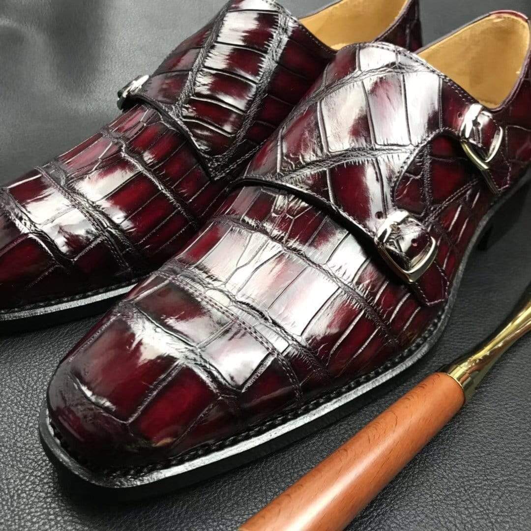 Crocodile Shoes Crocodile Double Monk Shoes