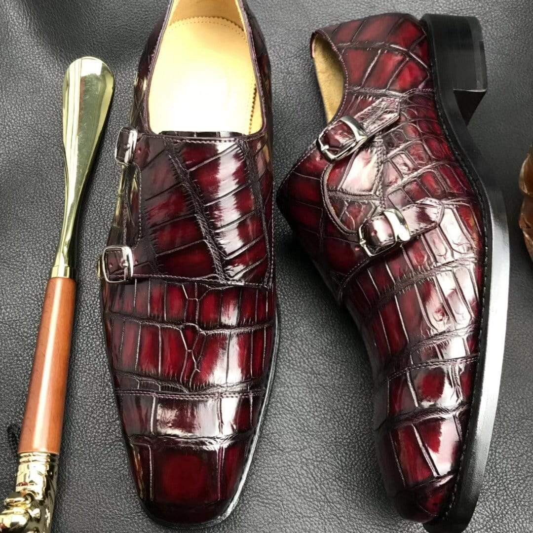 Crocodile Shoes Crocodile Double Monk Shoes