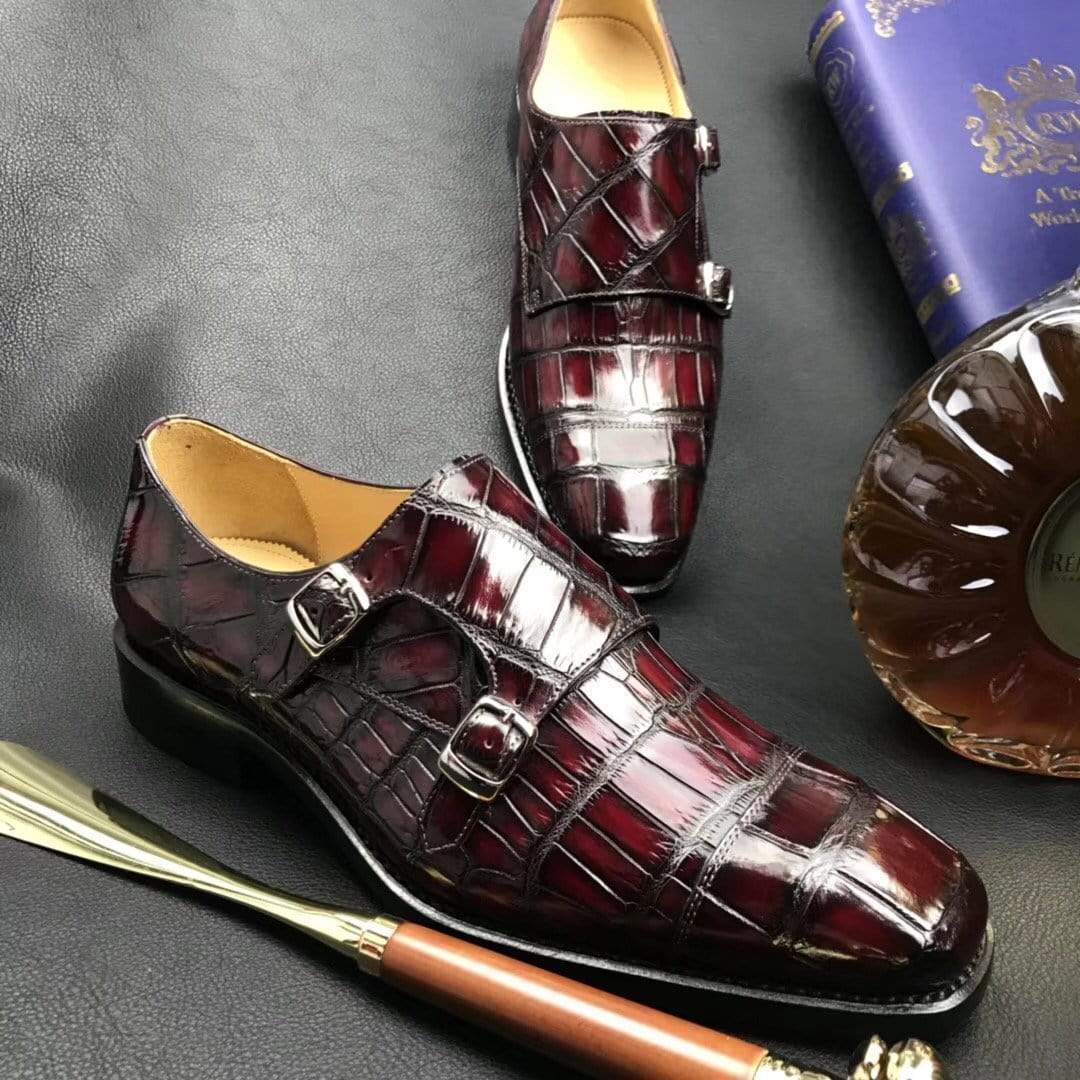Crocodile Shoes Crocodile Double Monk Shoes