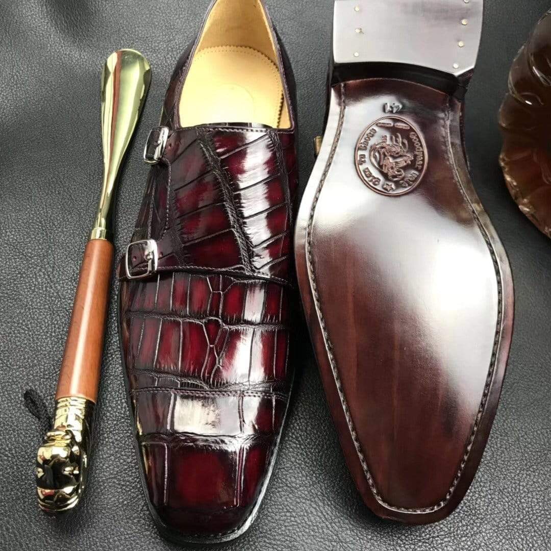 Crocodile Shoes Crocodile Double Monk Shoes