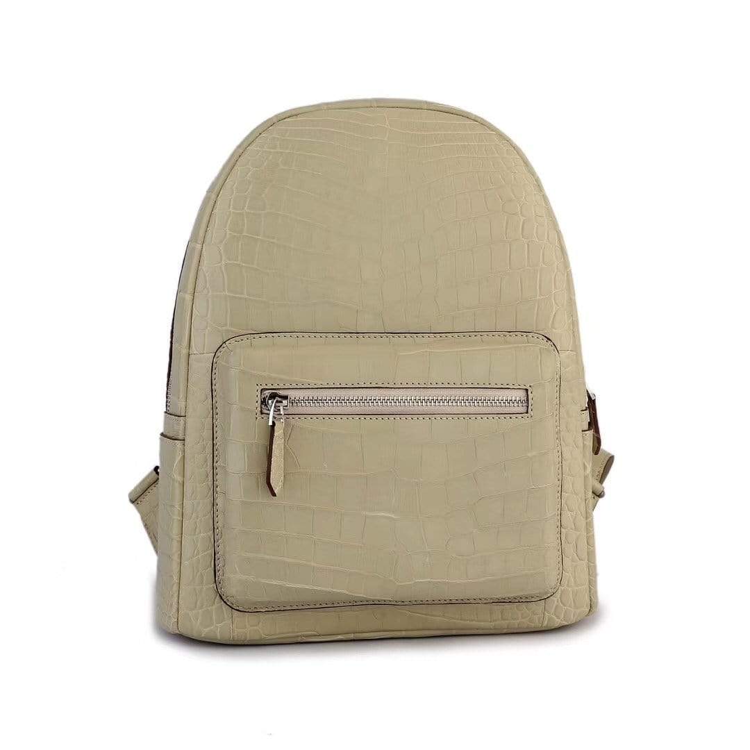 Crocodile Leather Backpack Cream For Women