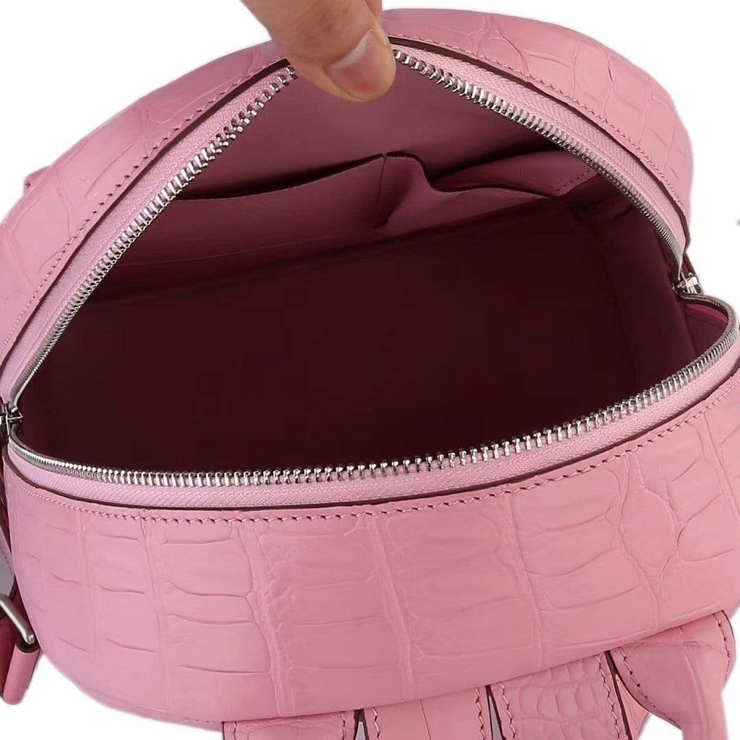 Crocodile Leather Backpack Pink For Women