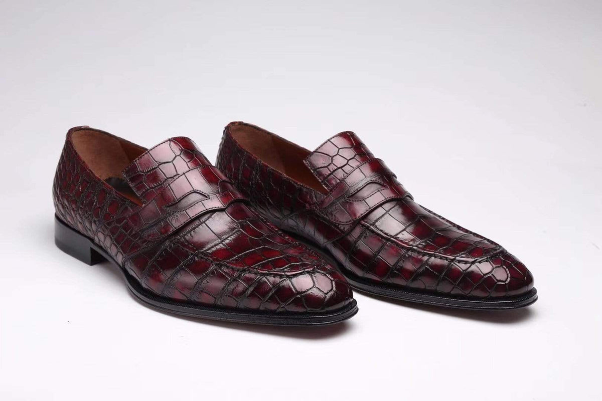 Crocodile Shoes Preorder Crocodile Leather Formal Penny loafer Casual Slip On Shoes For Men