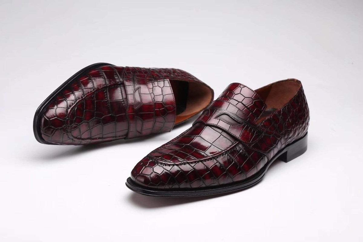 Crocodile Shoes Preorder Crocodile Leather Formal Penny loafer Casual Slip On Shoes For Men