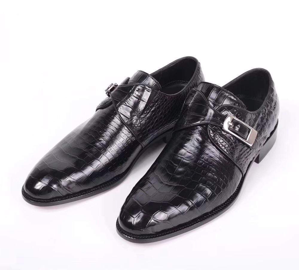 alt
Scarpe in pelle di coccodrillo da uomo fatte a mano, scarpe monk da uomo, scarpe eleganti da uomo, nere