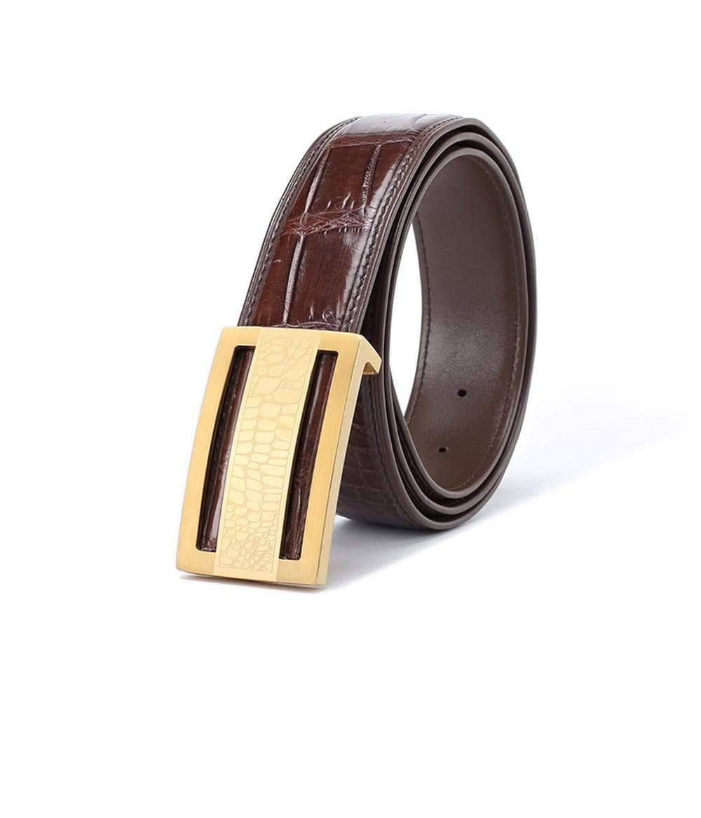 Crocodile Skin Belly Leather Belt 4220