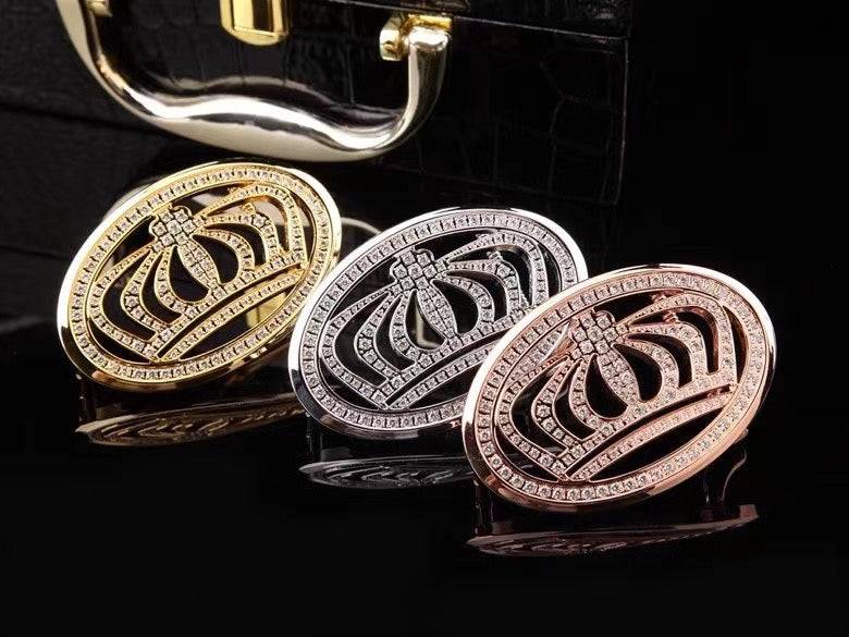 Crocodile Skin Leather Belt Crown