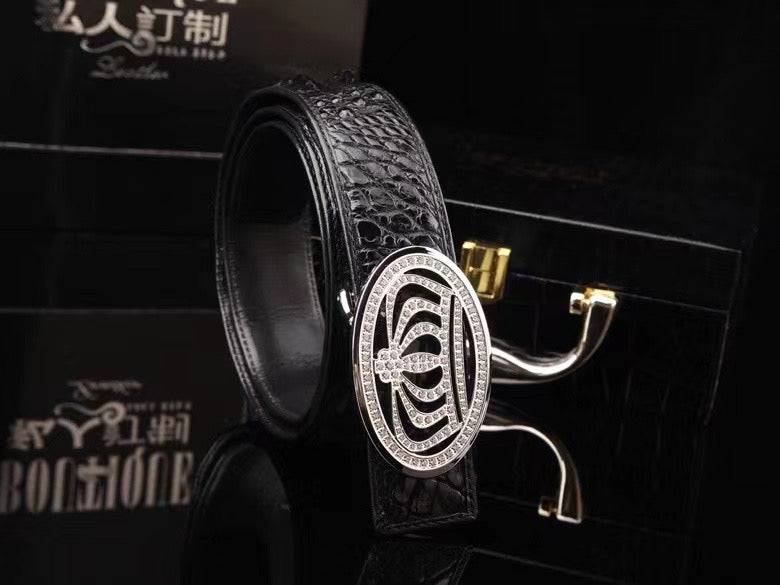 Crocodile Skin Leather Belt Crown