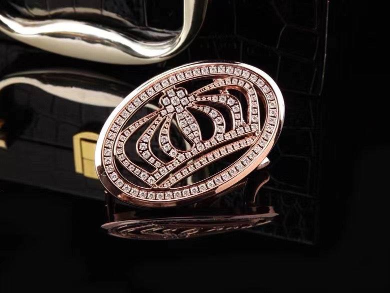 Crocodile Skin Leather Belt Crown
