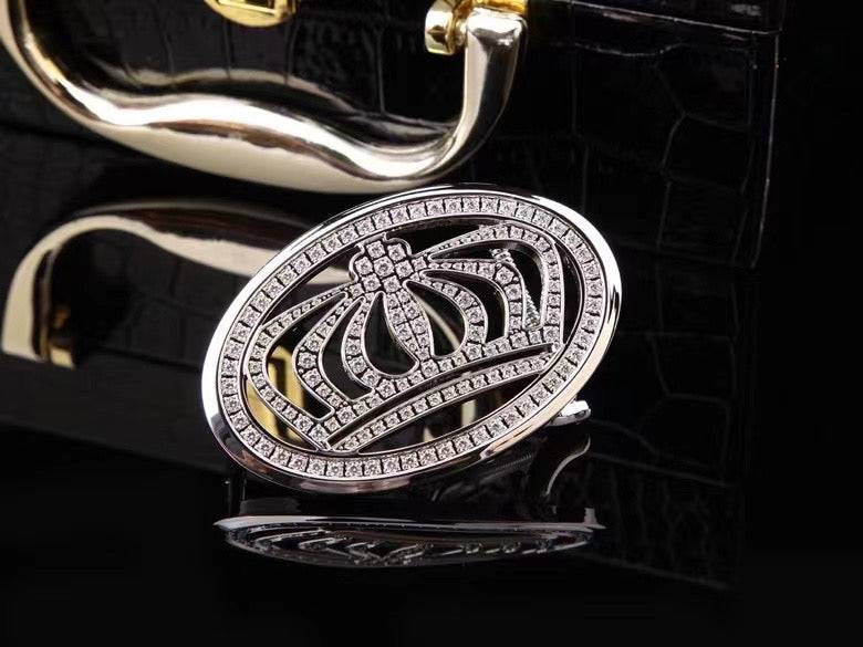 Crocodile Skin Leather Belt Crown