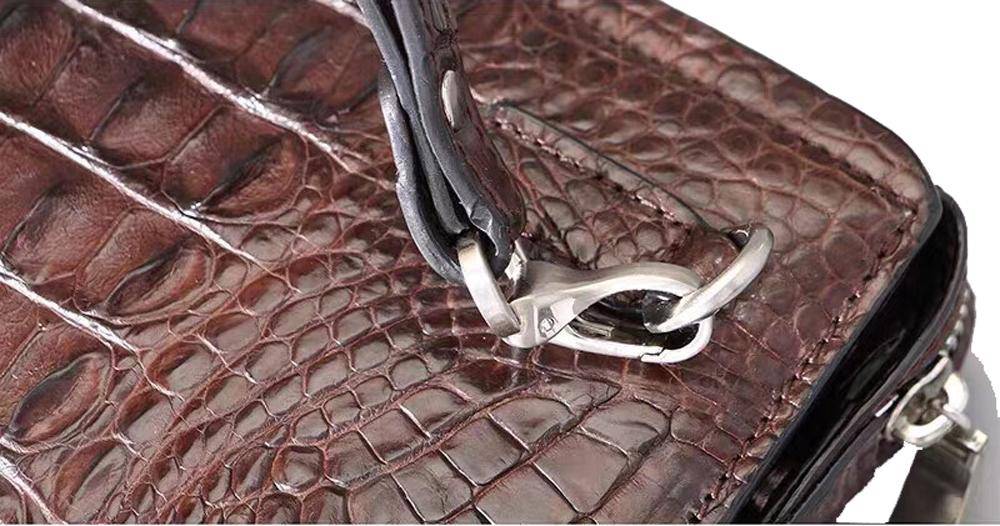 Portafoglio business con chiusura a codice, in pelle effetto coccodrillo, con cinturino da polso, per carte di credito, contanti e pochette