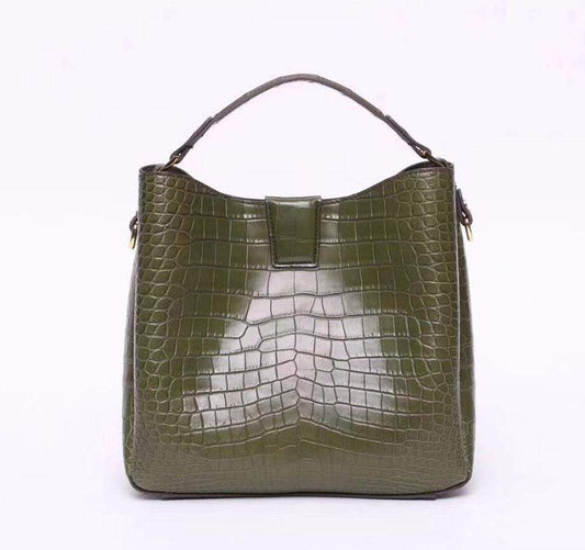 Crocodile Leather Medium Top Handle Hobo Bag & Purse Karki