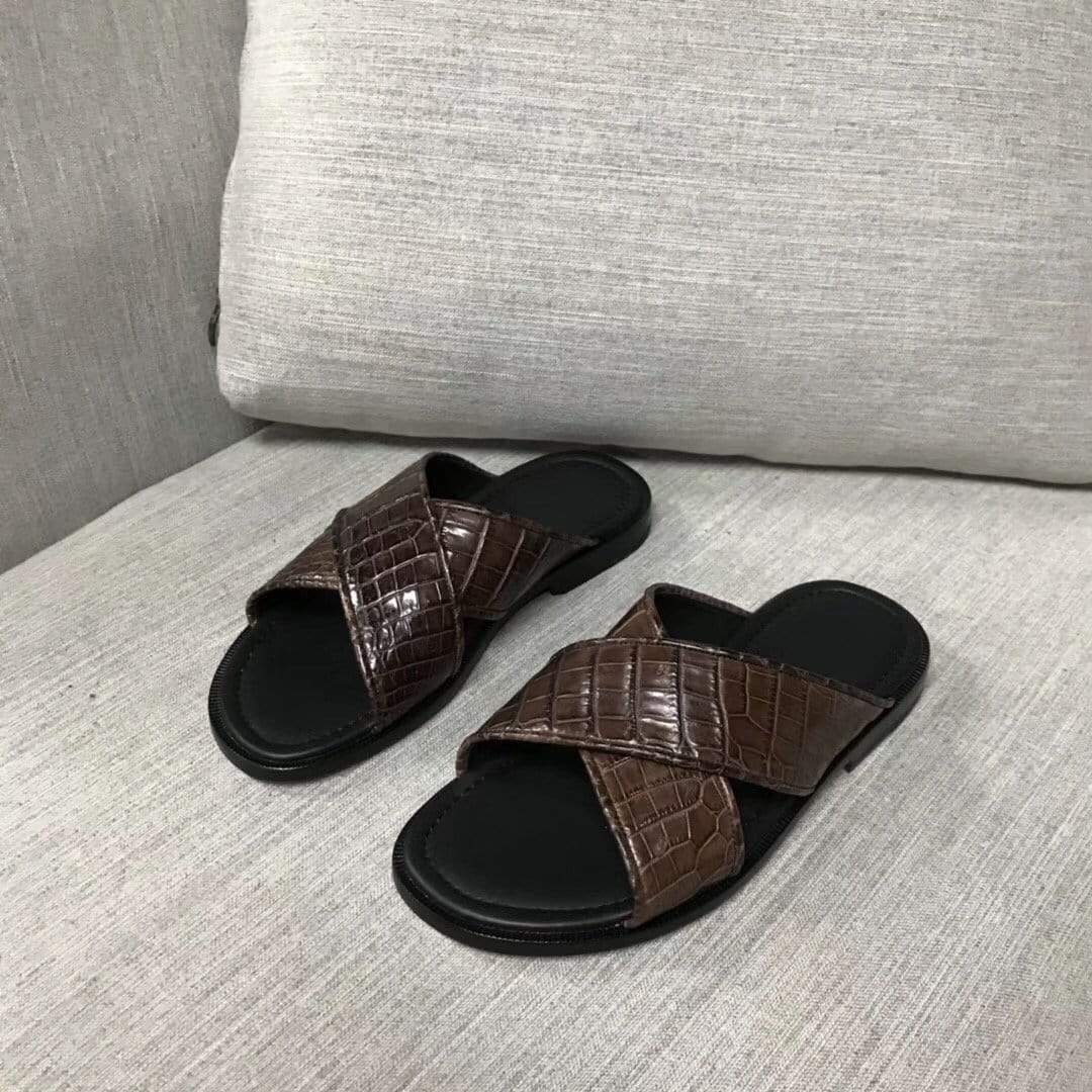 Preorder Crocodile Skin Leather Slippers,Genuine Nubuck Crocodile Belly Skin Leather Slippers