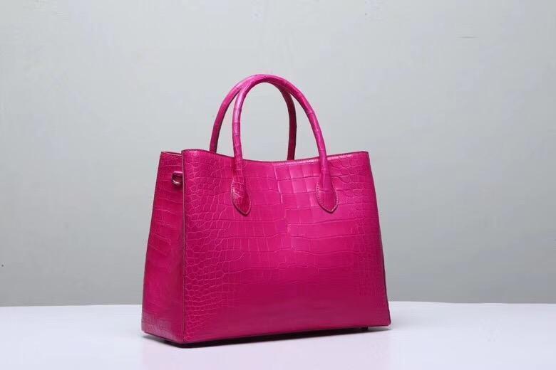 Borse con manico superiore in autentica pelle di pancia di coccodrillo per donna, pesca, 35cm