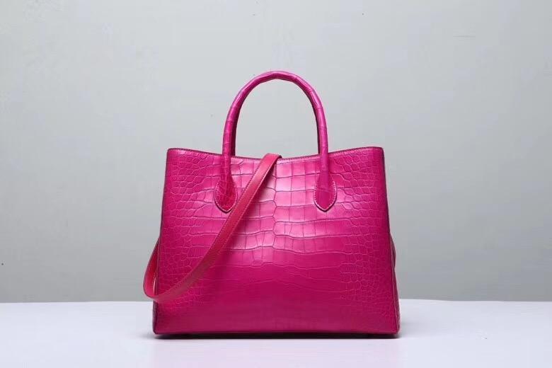 alt
Borse con manico superiore in autentica pelle di ventre di coccodrillo per donna, pesca, 35cm