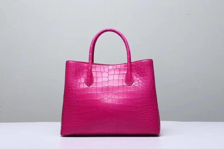 alt
Borse con manico superiore in vera pelle di pancia di coccodrillo per donna Peach 35cm