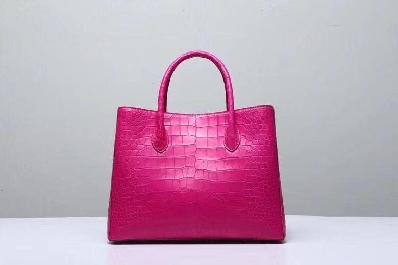 alt
Borse con manico superiore in vera pelle di ventre di coccodrillo per donna, pesca, 35cm