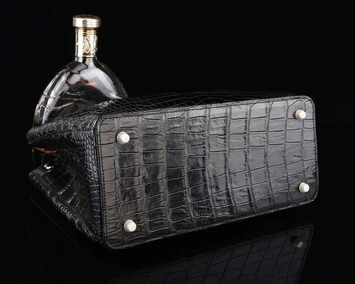 Genuine Crocodile Leather Top Handle Tote Handbag 33cm