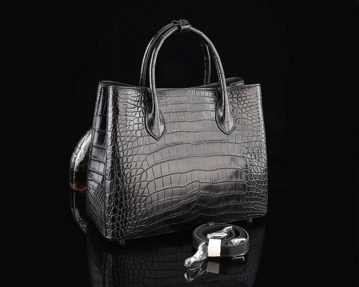 Genuine Crocodile Leather Top Handle Tote Handbag 33cm