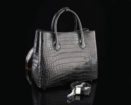 Genuine Crocodile Leather Top Handle Tote Handbag 33cm