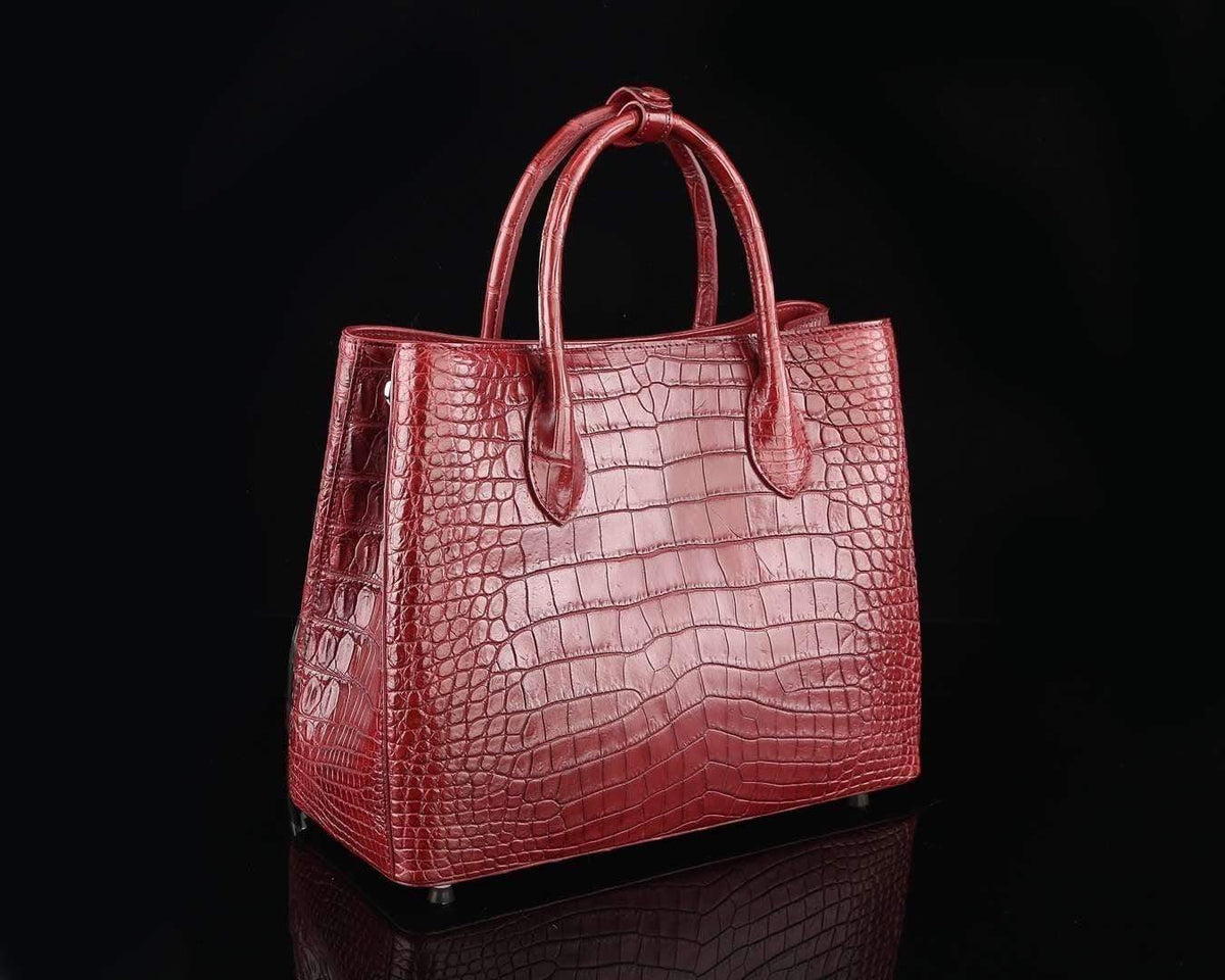 Genuine Crocodile Leather Top Handle Tote Handbag 33cm
