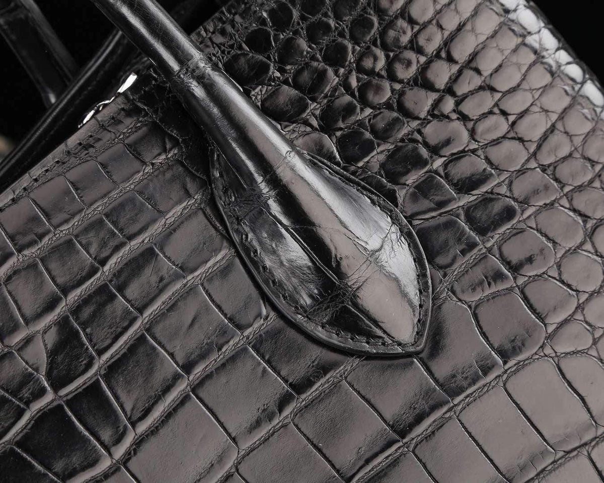 Genuine Crocodile Leather Top Handle Tote Handbag 33cm