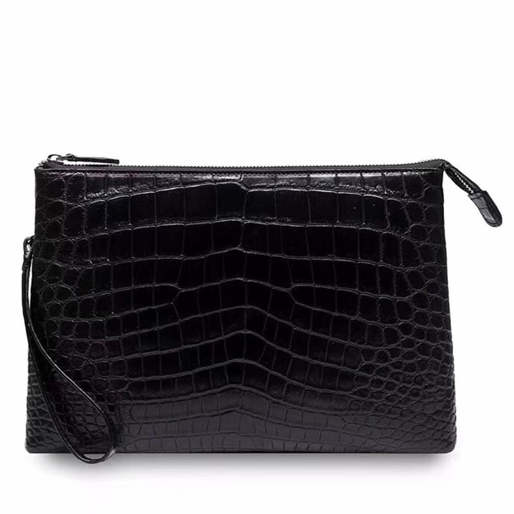 Genuine Crocodile Belly Leather Zipper Clutch Bag For Men