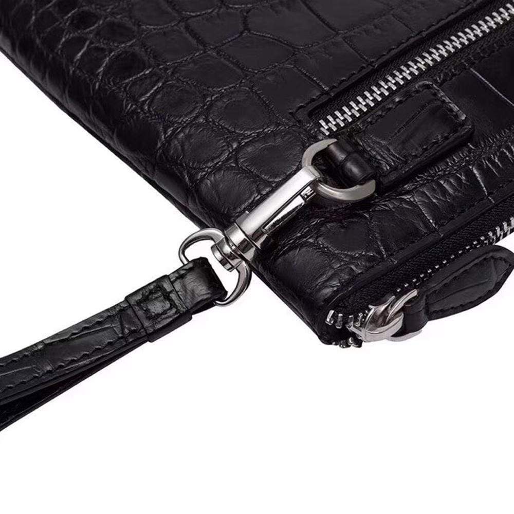 Genuine Crocodile Belly Leather Zipper Clutch Bag For Men