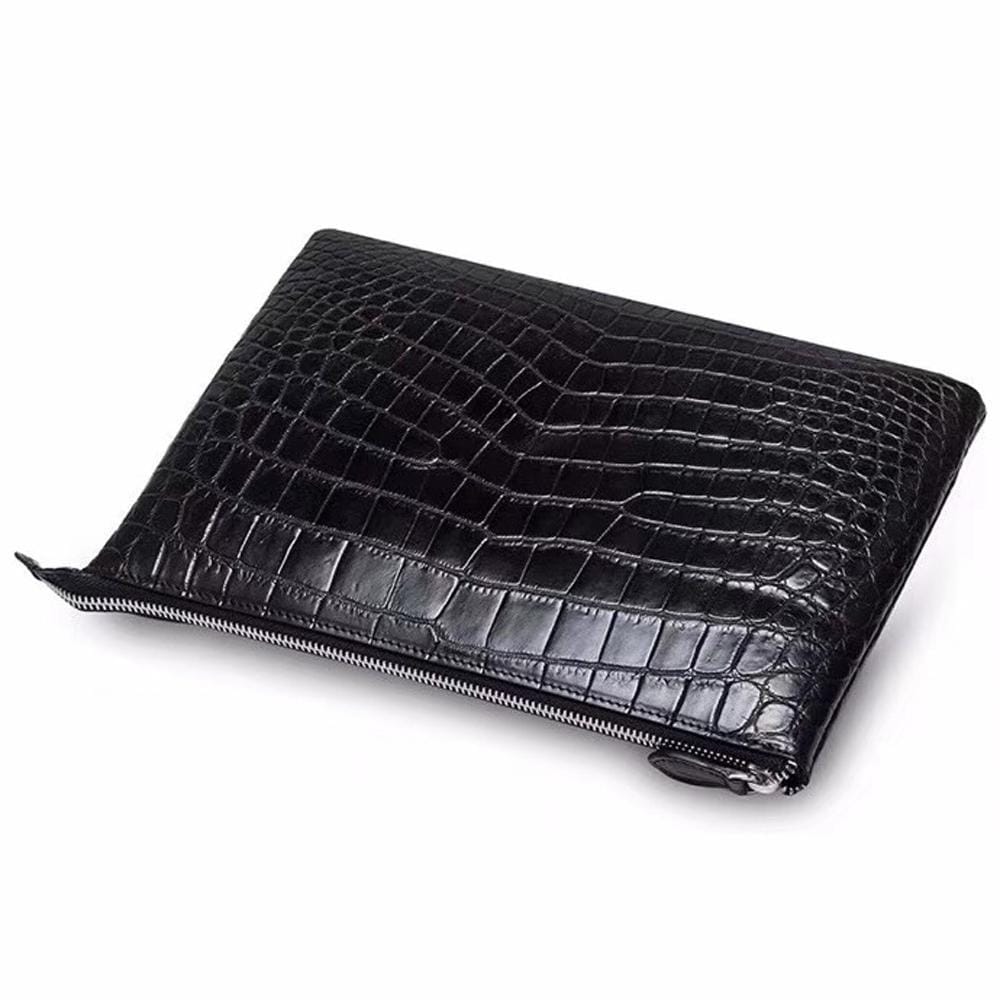 Genuine Crocodile Belly Leather Zipper Clutch Bag For Men