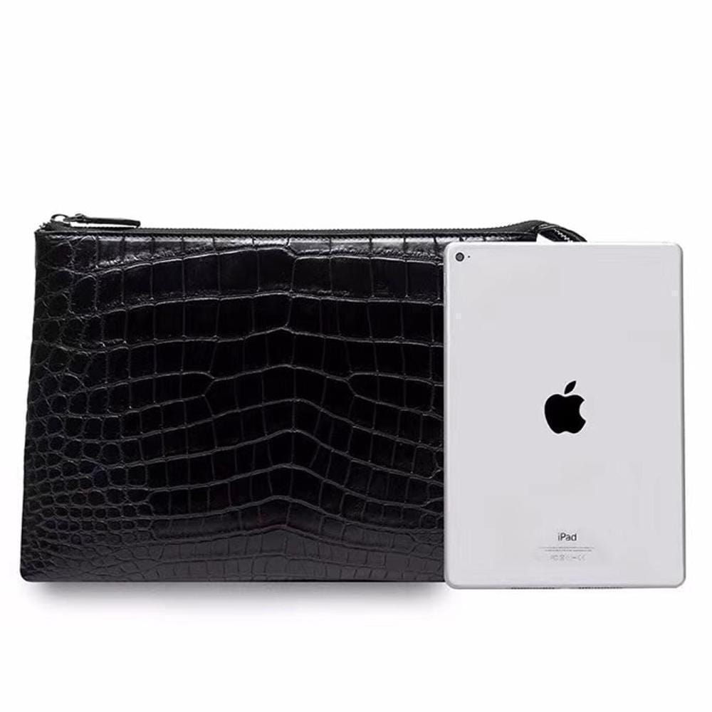 Genuine Crocodile Belly Leather Zipper Clutch Bag For Men