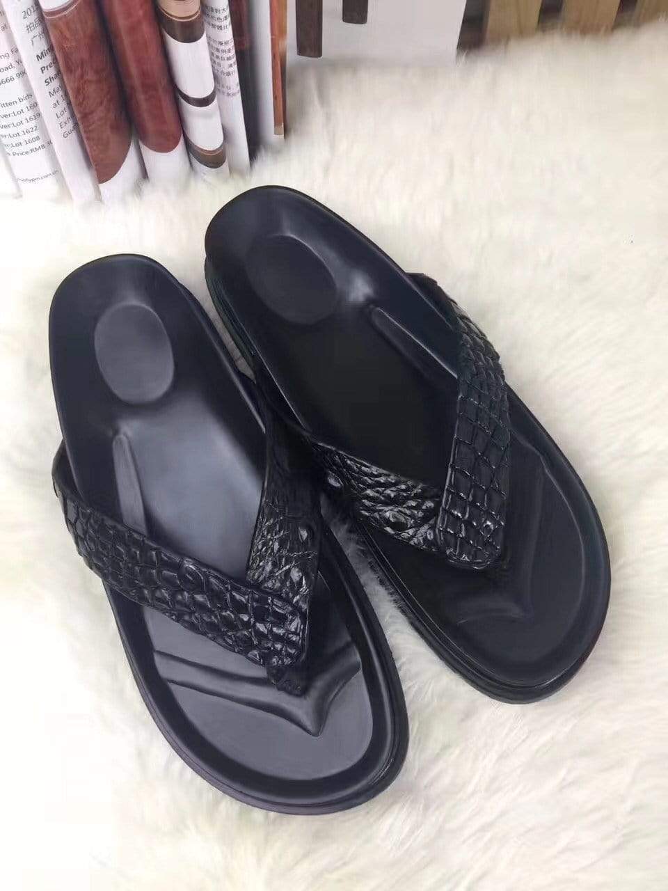 Genuine Crocodile Leather Mens Slipper