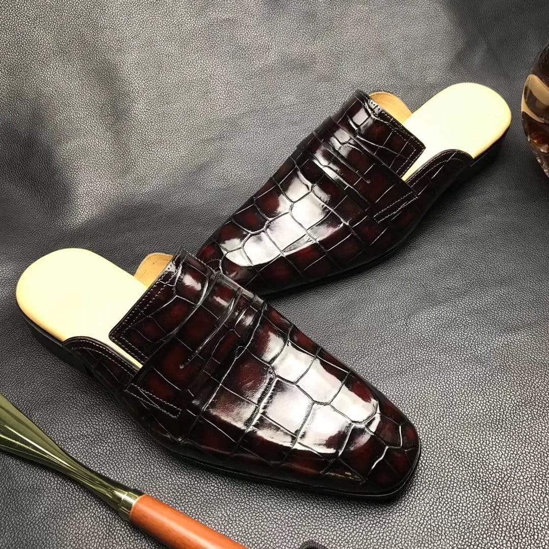 Crocodile Shoes Genuine Crocodile Leather Penny Casual Loafers Slip-On Slippers