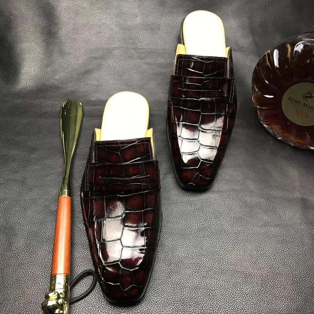 Crocodile Shoes Genuine Crocodile Leather Penny Casual Loafers Slip-On Slippers