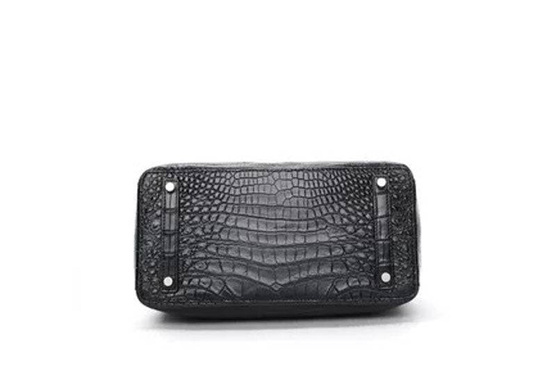 Genuine Crocodile Leather Top Handle Satchel Handbag Shoulder Bag Tote Purse Messenger Bags 33cm Black