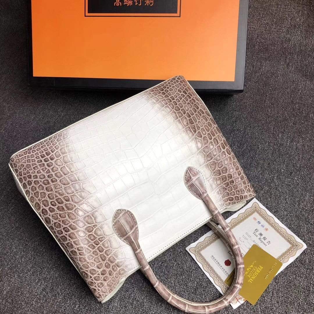 Genuine Crocodile Leather Womens Tote Shoulder Bag Himalaya White 30cm