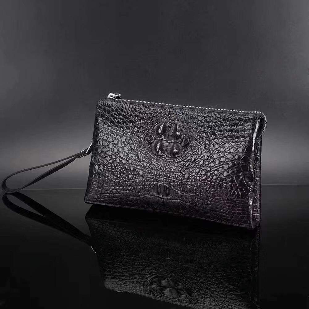 Genuine Crocodile Leather Wristlet Wallet, Man Wristlet Men Clutch Bag Small Wristlet Wallet