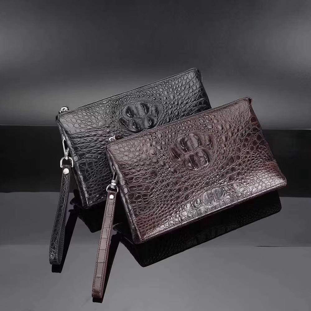 Genuine Crocodile Leather Wristlet Wallet, Man Wristlet Men Clutch Bag Small Wristlet Wallet