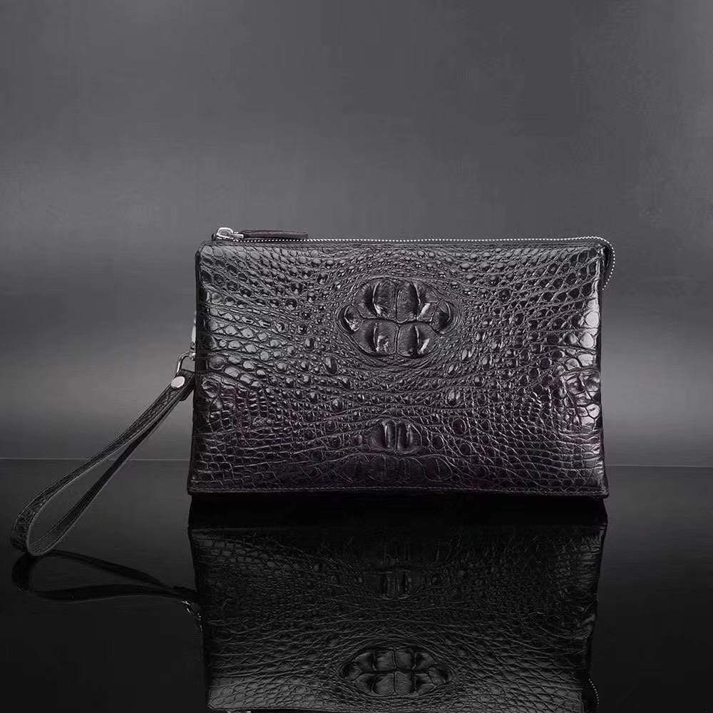 Genuine Crocodile Leather Wristlet Wallet, Man Wristlet Men Clutch Bag Small Wristlet Wallet