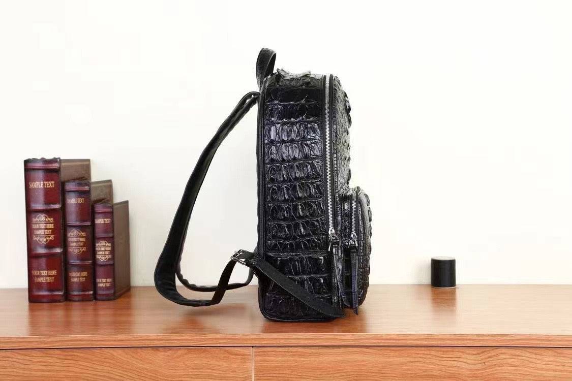 Preorder Genuine Crocodile Skin Bone Leather Backpack Dark Green