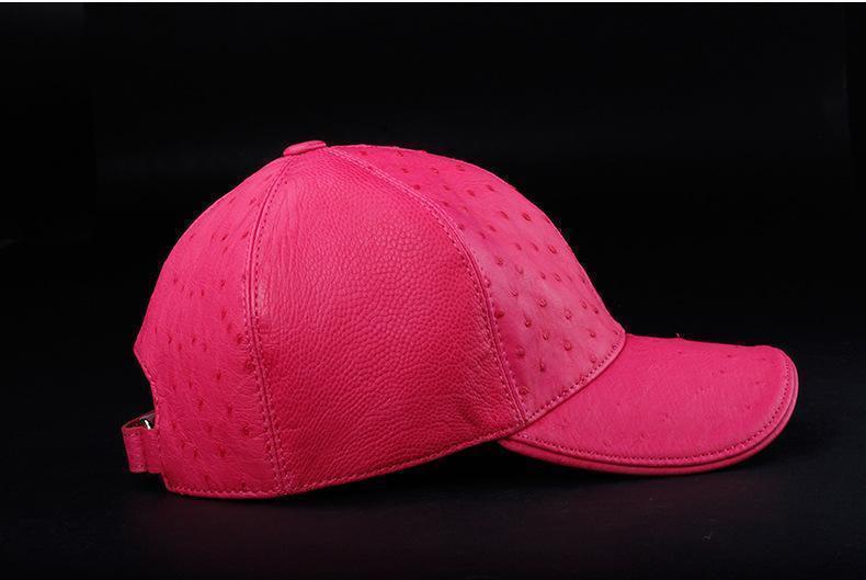 Genuine Ostrich Leather Strap back Baseball Cap Peach