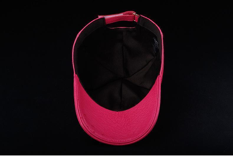 Genuine Ostrich Leather Strap back Baseball Cap Peach