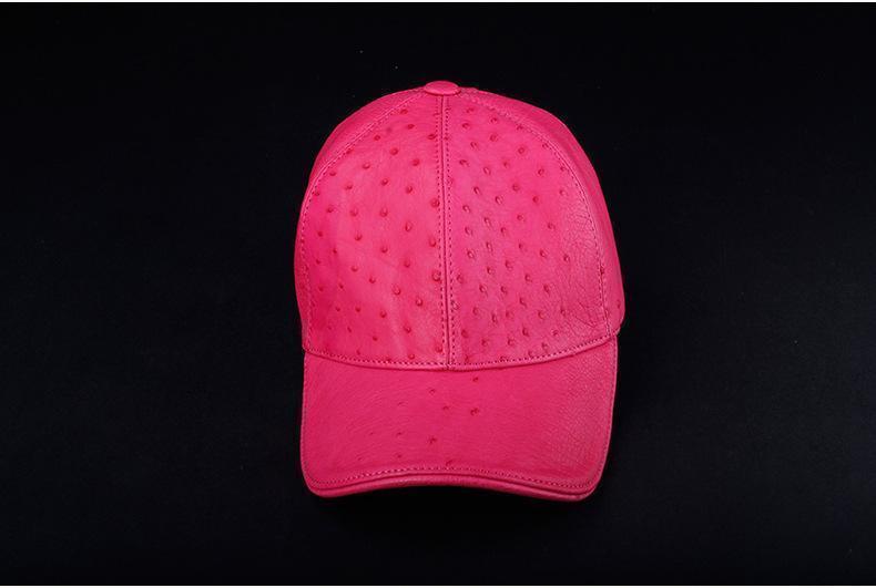 Genuine Ostrich Leather Strap back Baseball Cap Peach