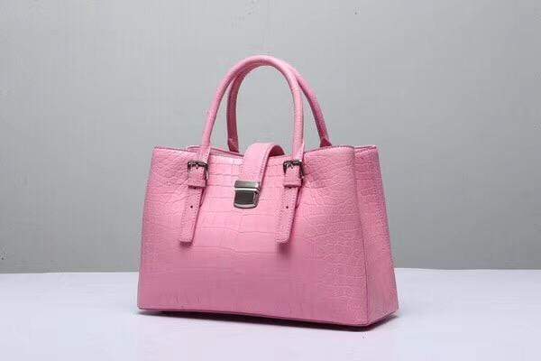 Genuine Crocodile Leather Top Handle Tote Shoulder Bag Pink