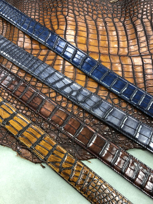 Hand Painted Cintura in vera pelle di coccodrillo